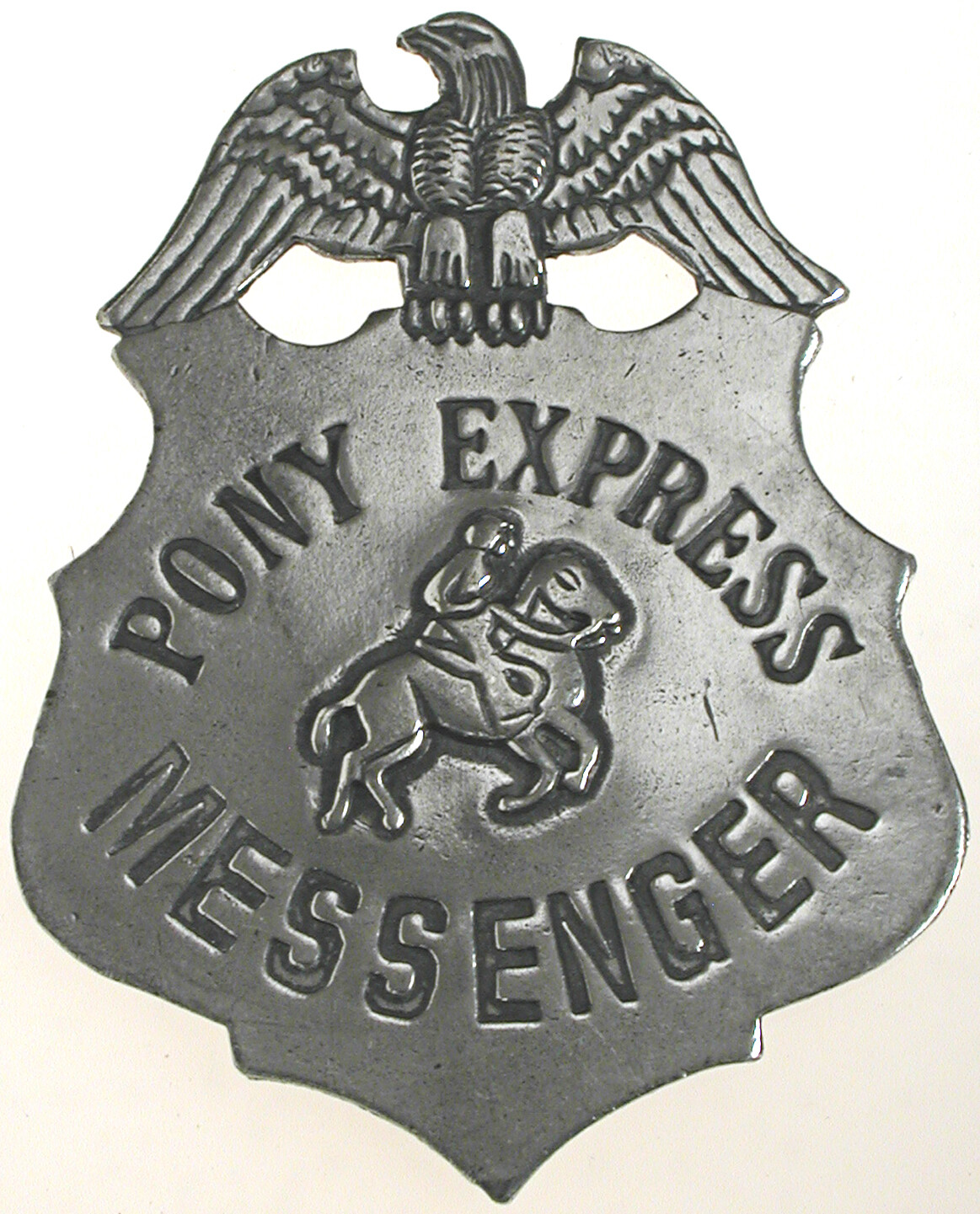 Pony Express Messenger Badge,OLD WEST,SILVER,WESTERN,VINTAGE,#28 Pony Express Messenger Badge,OLD WEST,SILVER,WESTERN,VINTAGE,#28