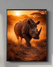 Rhino at Sunset – African Wildlife Wall Art | Powerful Rhinoceros Safari Print picture