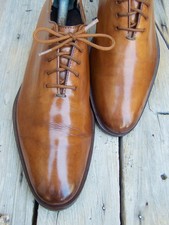 COLE HAAN Mens Casual Dress Shoes Soft Cognac Brown Plain Toe Oxfords Size 8.5M picture