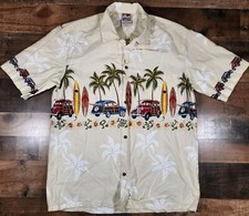 Hawaiian Togs Hawaiian Shirt Mens XL Woodie Car Floral Palm Trees Aloha Luau picture