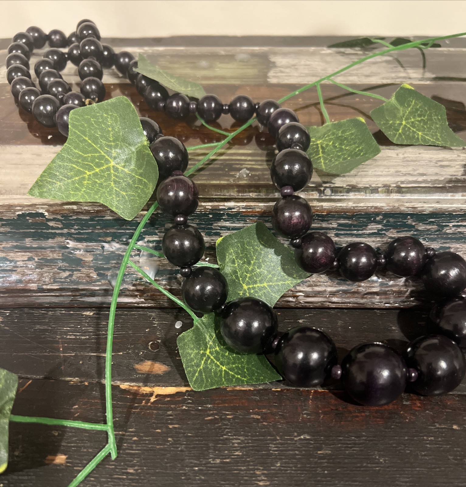 Lovely XL Black Bead Vintage Galalith “French Bakelite” Necklace Lovely XL Black Bead Vintage Galalith “French Bakelite” Necklace