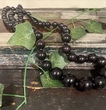 Lovely XL Black Bead Vintage Galalith “French Bakelite” Necklace picture