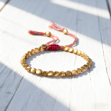Tibetan Copper Bead Bracelet Good Luck Wealth Healing Braided Bracelet Gift picture