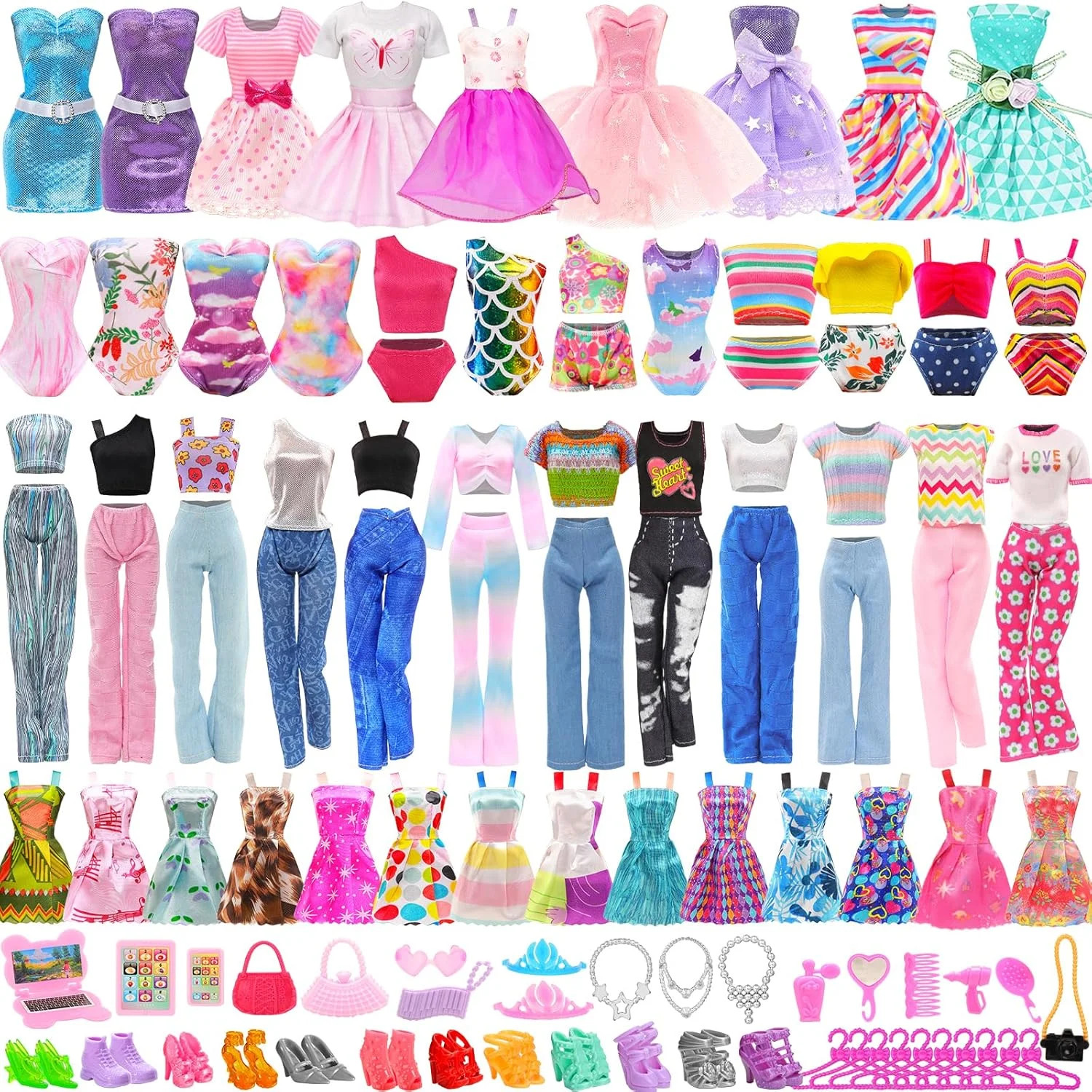 51 PCS Barbie Clothes Doll Fashion Wear Clothing Outfits Dress up Gown Shoes Lot 51 PCS Barbie Clothes Doll Fashion Wear Clothing Outfits Dress up Gown Shoes Lot