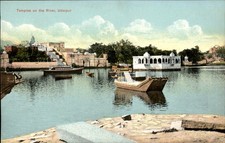 Udaipur Temples on the River c1900s-20s Vintage Postcard picture