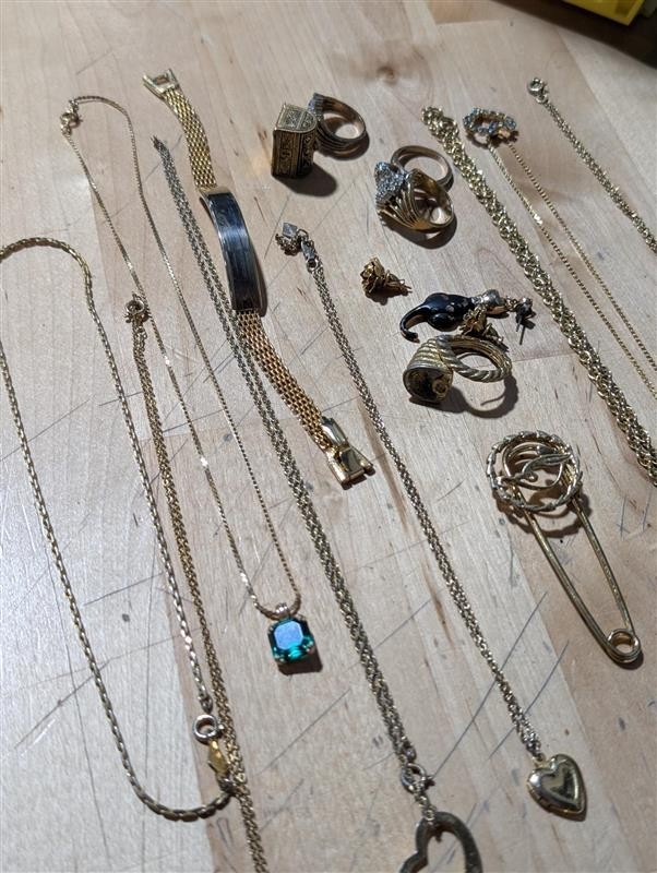 Gold toned Jewlery Collection; earrings, bracelets, rings  and necklaces