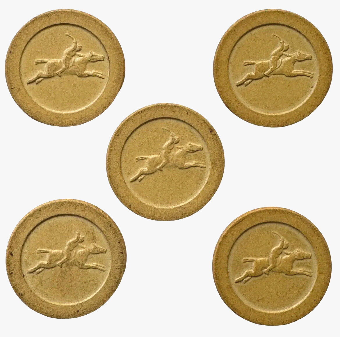 Vintage Poker Chips Steeplechase Jockey Rider Beige Embossed Composite Lot 5