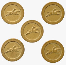 Vintage Poker Chips Steeplechase Jockey Rider Beige Embossed Composite Lot 5 picture