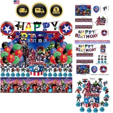 46Pcs superhero Birthday Party Supplies, Avengers Party Decorations Set Inclu... picture