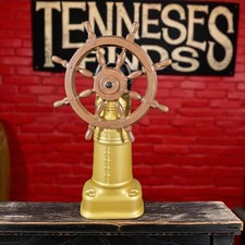 Vintage Ships Wheel Old Spice Avon Bottle Empty Bottle Gold Color picture