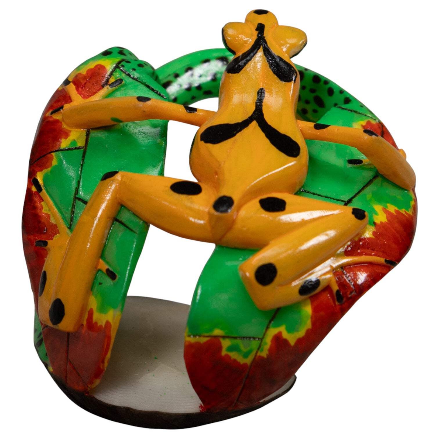 Tribal Art Wounaan Tagua Nut Golden Frog Carving Panama Hand Carved Figurine
