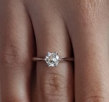 1 Ct 6 Prong Solitaire Round Cut Natural Diamond Engagement Ring White Gold 14k picture