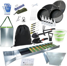 37Pcs Complete Gold Panning Kit with 50" Sluice Box for Gold Mining ，Adults Alum picture