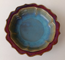 CHINESE JUNYAO JUN WARE STONEWARE POTTERY 3 TOED FOOTED BOWL picture