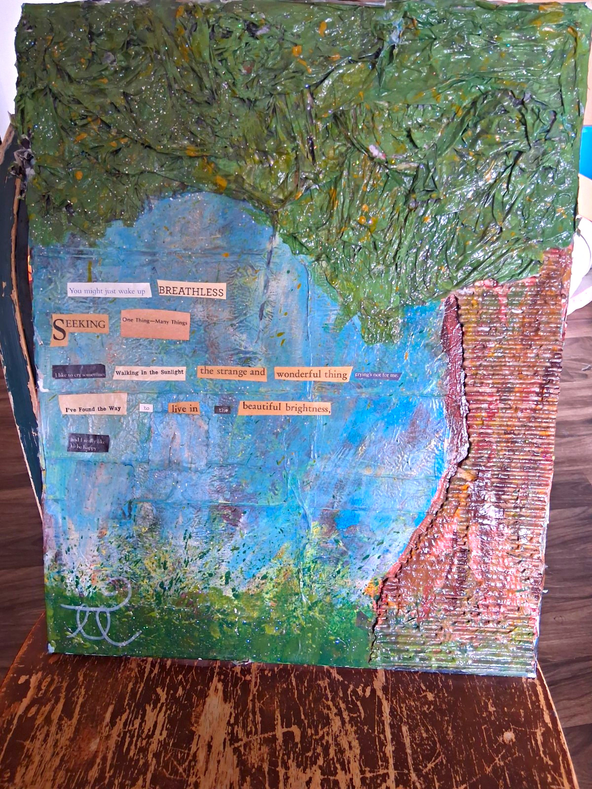 Handmade Mixed Media Paper Collage Abstract 3D Found Poetry Signed Recycled Art Handmade Mixed Media Paper Collage Abstract 3D Found Poetry Signed Recycled Art